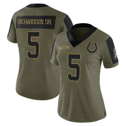 Women's Anthony Richardson Sr. Indianapolis Colts No.5 Limited 2021 Salute To Service Jersey - Olive