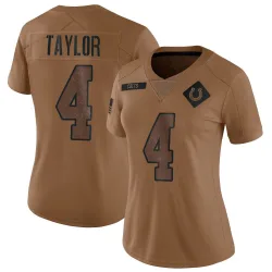 Women's Blayne Taylor Indianapolis Colts No.4 Limited 2023 Salute To Service Jersey - Brown