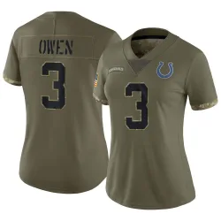 Women's Coleman Owen Indianapolis Colts No.3 Limited 2022 Salute To Service Jersey - Olive
