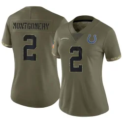 Women's D.J. Montgomery Indianapolis Colts No.2 Limited 2022 Salute To Service Jersey - Olive