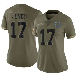 Women's Daniel Jones Indianapolis Colts No.17 Limited 2022 Salute To Service Jersey - Olive