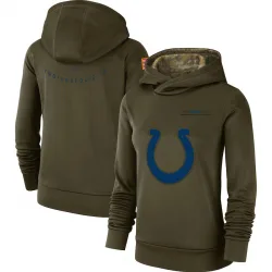 Women's Indianapolis Colts No. 2018 Salute to Service Team Logo Performance Pullover Hoodie - Olive