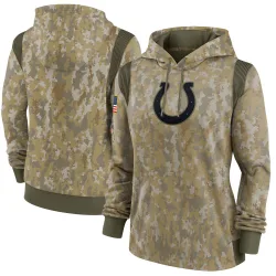 Women's Indianapolis Colts No. 2021 Salute to Service Therma Performance Pullover Hoodie - Olive