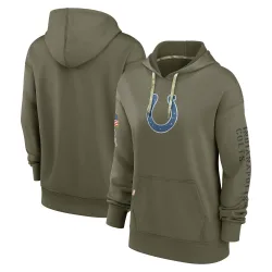 Women's Indianapolis Colts No. 2022 Salute to Service Performance Pullover Hoodie - Olive
