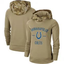 Women's Indianapolis Colts No. Khaki 2019 Salute to Service Therma Pullover Hoodie