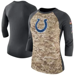 Women's Indianapolis Colts No. Legend Salute to Service 2017 Three-Quarter Raglan Sleeve T-Shirt - Camo/Charcoal