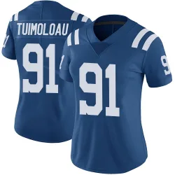 Women's JT Tuimoloau Indianapolis Colts No.91 Limited Color Rush Vapor Untouchable Jersey - Royal