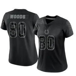Women's Jelani Woods Indianapolis Colts No.80 Limited Reflective Jersey - Black
