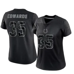 Women's Johnathan Edwards Indianapolis Colts No.35 Limited Reflective Jersey - Black