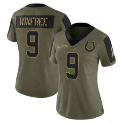 Women's Juwann Winfree Indianapolis Colts No.9 Limited 2021 Salute To Service Jersey - Olive