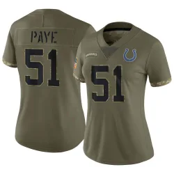 Women's Kwity Paye Indianapolis Colts No.51 Limited 2022 Salute To Service Jersey - Olive