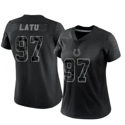 Women's Laiatu Latu Indianapolis Colts No.97 Limited Reflective Jersey - Black