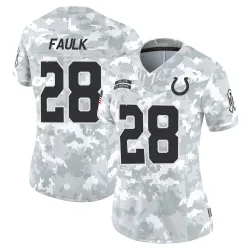 Women's Marshall Faulk Indianapolis Colts No.28 Limited 2024 Salute to Service Jersey - Arctic Camo