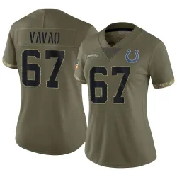 Women's Mose Vavao Indianapolis Colts No.67 Limited 2022 Salute To Service Jersey - Olive