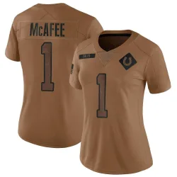 Women's Pat McAfee Indianapolis Colts No.1 Limited 2023 Salute To Service Jersey - Brown