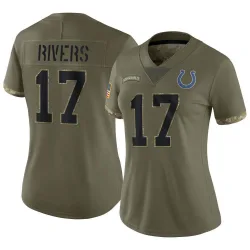 Women's Philip Rivers Indianapolis Colts No.17 Limited 2022 Salute To Service Jersey - Olive