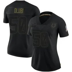 Women's Segun Olubi Indianapolis Colts No.50 Limited 2020 Salute To Service Jersey - Black