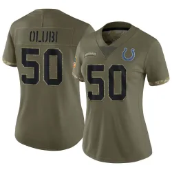 Women's Segun Olubi Indianapolis Colts No.50 Limited 2022 Salute To Service Jersey - Olive