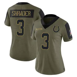 Women's Spencer Shrader Indianapolis Colts No.3 Limited 2021 Salute To Service Jersey - Olive