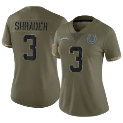 Women's Spencer Shrader Indianapolis Colts No.3 Limited 2022 Salute To Service Jersey - Olive