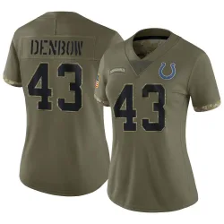 Women's Trevor Denbow Indianapolis Colts No.43 Limited 2022 Salute To Service Jersey - Olive