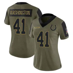 Women's Trey Washington Indianapolis Colts No.41 Limited 2021 Salute To Service Jersey - Olive