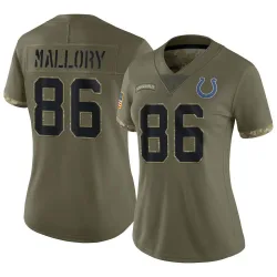 Women's Will Mallory Indianapolis Colts No.86 Limited 2022 Salute To Service Jersey - Olive