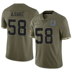 Youth Austin Ajiake Indianapolis Colts No.58 Limited 2022 Salute To Service Jersey - Olive