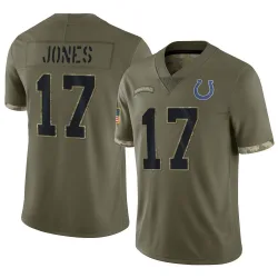 Youth Daniel Jones Indianapolis Colts No.17 Limited 2022 Salute To Service Jersey - Olive