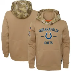Youth Indianapolis Colts No. Khaki 2019 Salute to Service Therma Pullover Hoodie