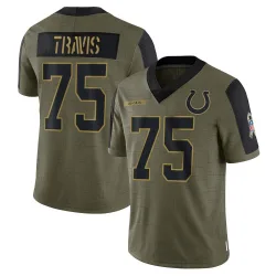 Youth Jalen Travis Indianapolis Colts No.75 Limited 2021 Salute To Service Jersey - Olive
