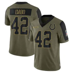 Youth Marcel Dabo Indianapolis Colts No.42 Limited 2021 Salute To Service Jersey - Olive