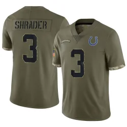 Youth Spencer Shrader Indianapolis Colts No.3 Limited 2022 Salute To Service Jersey - Olive